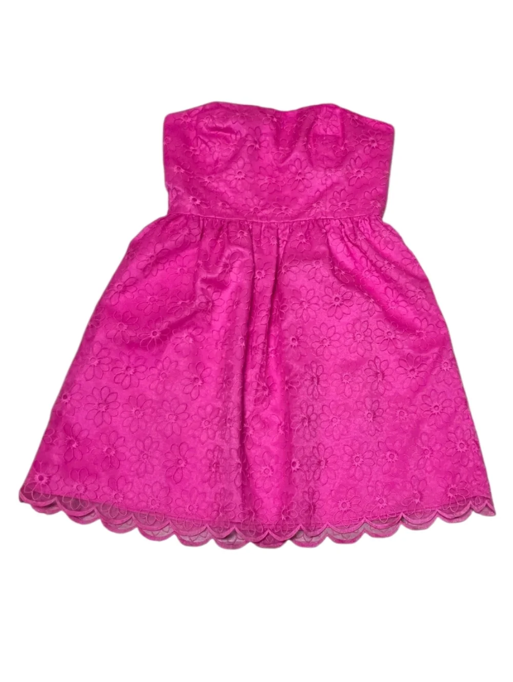 Lilly Pulitzer Payton Pink Strapless Mini Feminine Barbiecore Lace Overlay Dress - Picture 2 of 9